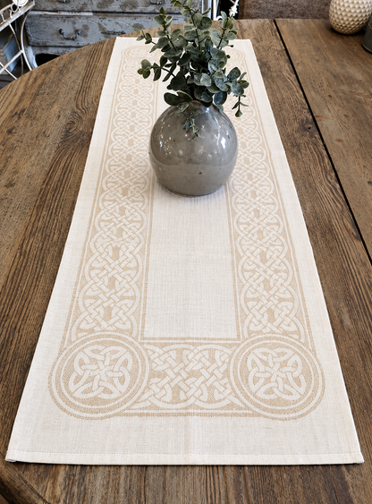 Colmcille Irish Linen Natural Damask Runner
