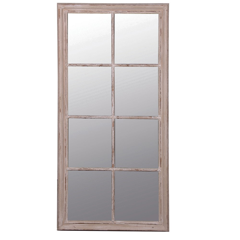 Large Taupe Windowpane Mirror