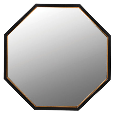 Octagon Black Framed Mirror