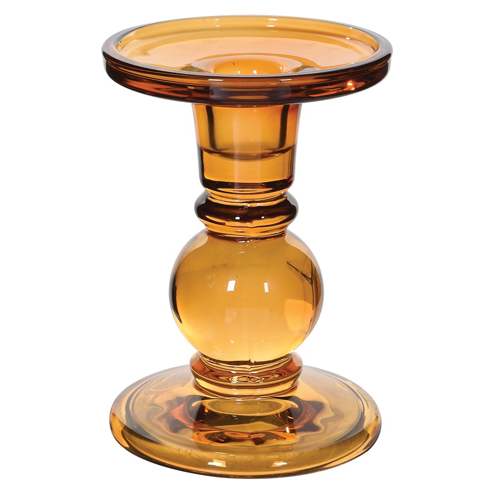 Amber Glass Candle Holder