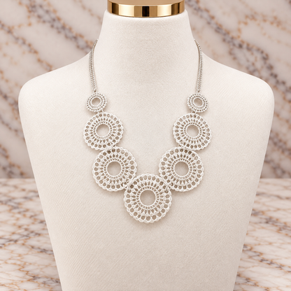 Filigree Single Lace Effect Silver Necklace