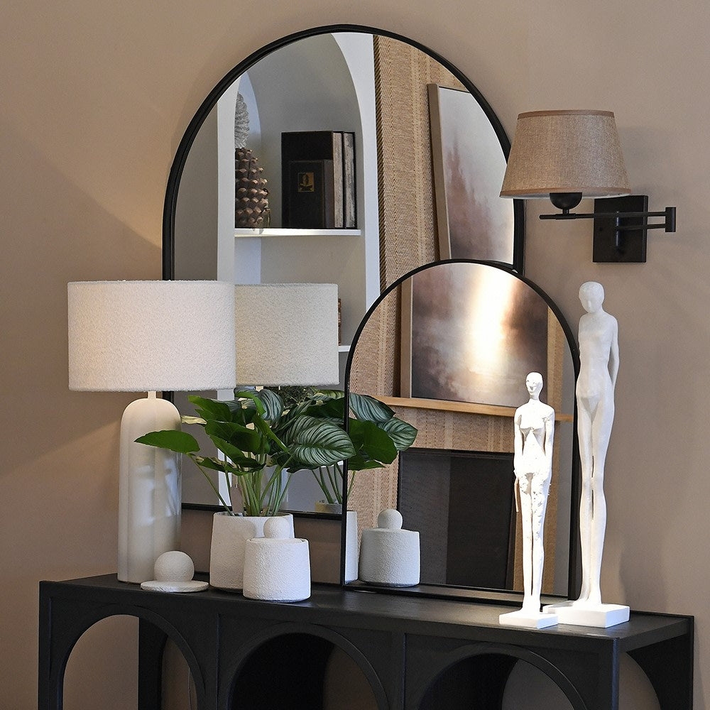 Large Black Arch Top Wall Mirror