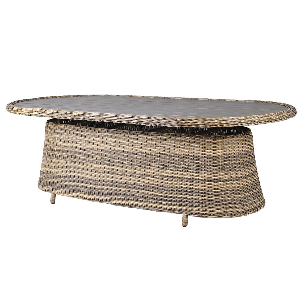 Outdoor Rattan Oval Dining Set – Table with 6 Carver Chairs