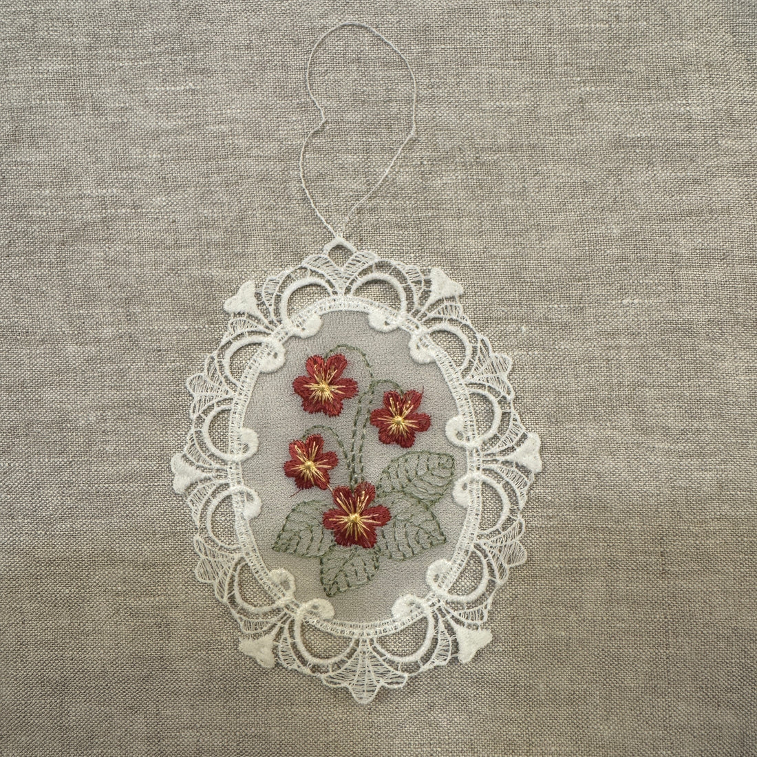 Lace Decoration - Red Wildflower