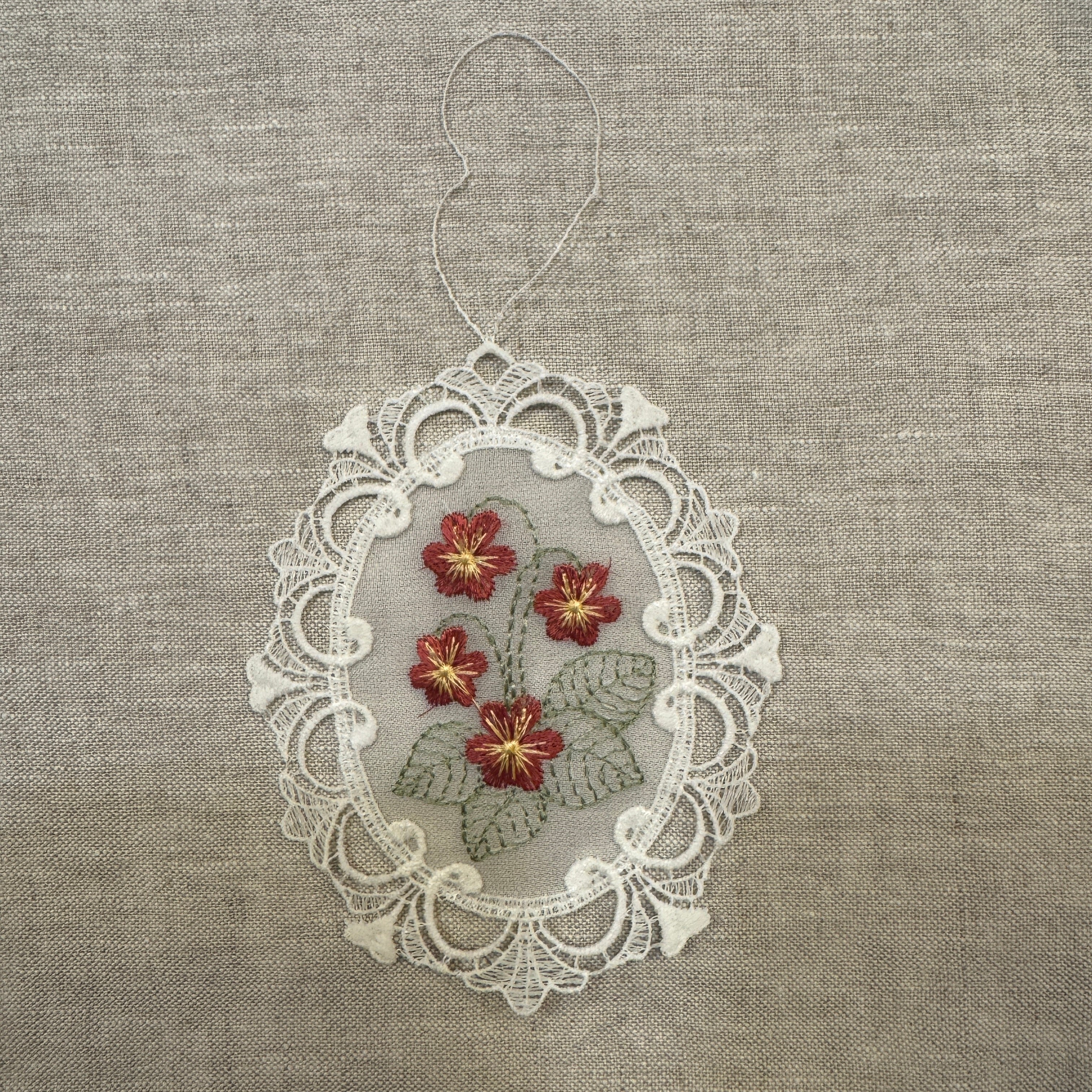 Lace Decoration - Red Wildflower