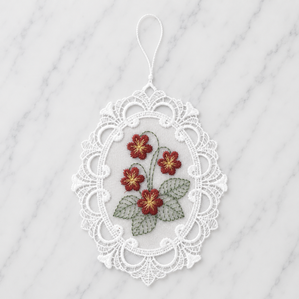 Lace Decoration - Red Wildflower