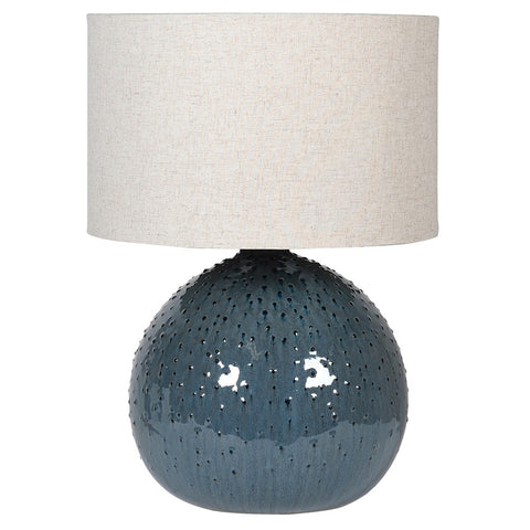 Blue Dot Ceramic Table Lamp with Linen Shade