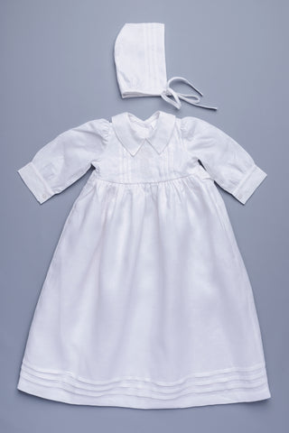 Christening Gown Tara Cross Irish Linen Handmade Unisex