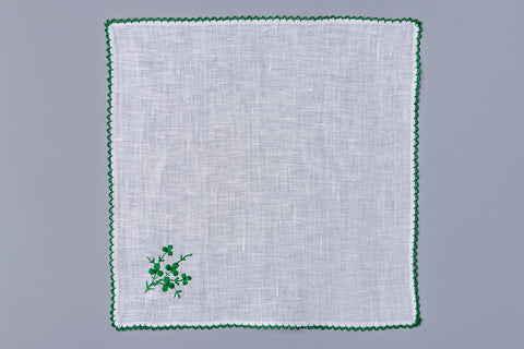 Irish Linen Hankie Green Shamrockladies