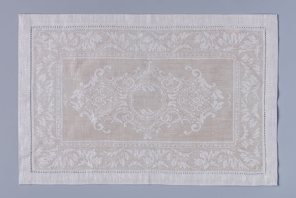 Leaf Design Beige Linen Placemat