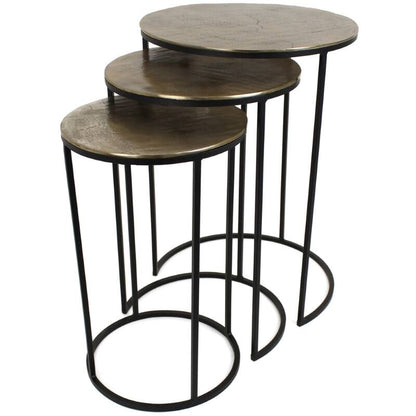 Round Gold Nest Tables (Set Of 3)