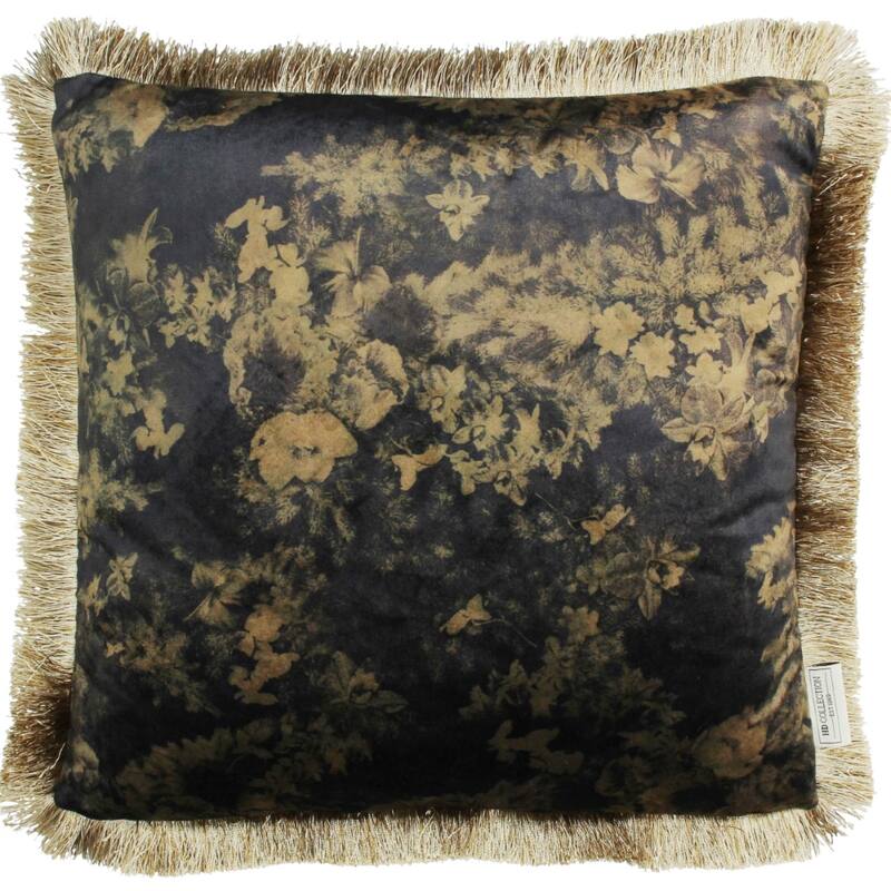 Gold &amp; Black Flower Cushion