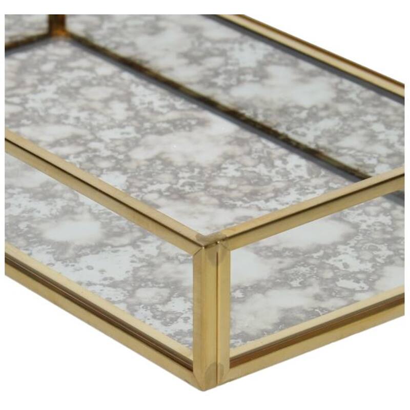 Gold Mirrored Tray  3x13x22cm