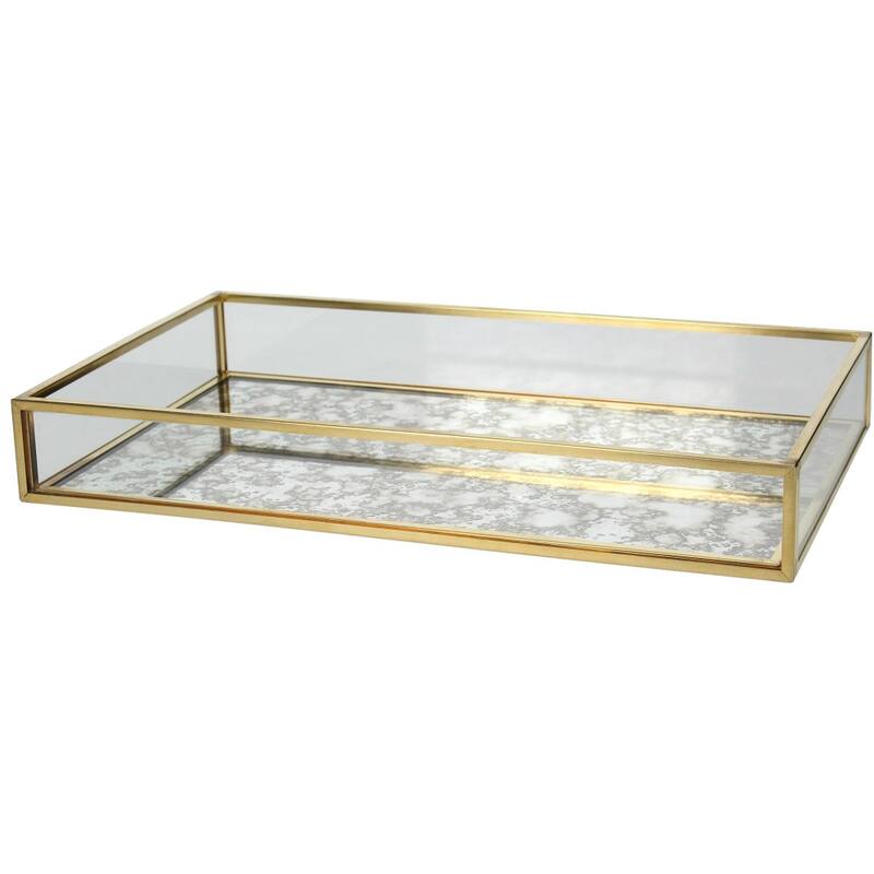 Gold Mirrored Tray  3x13x22cm