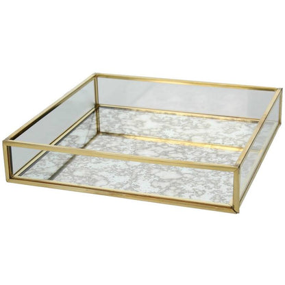 Gold Mirrored Tray Square 3x20x20cm