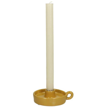 Ocher-colored Candlestick Holder