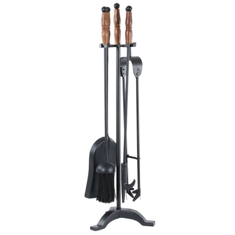 Black Companion Set With Wooden Handle-DISC