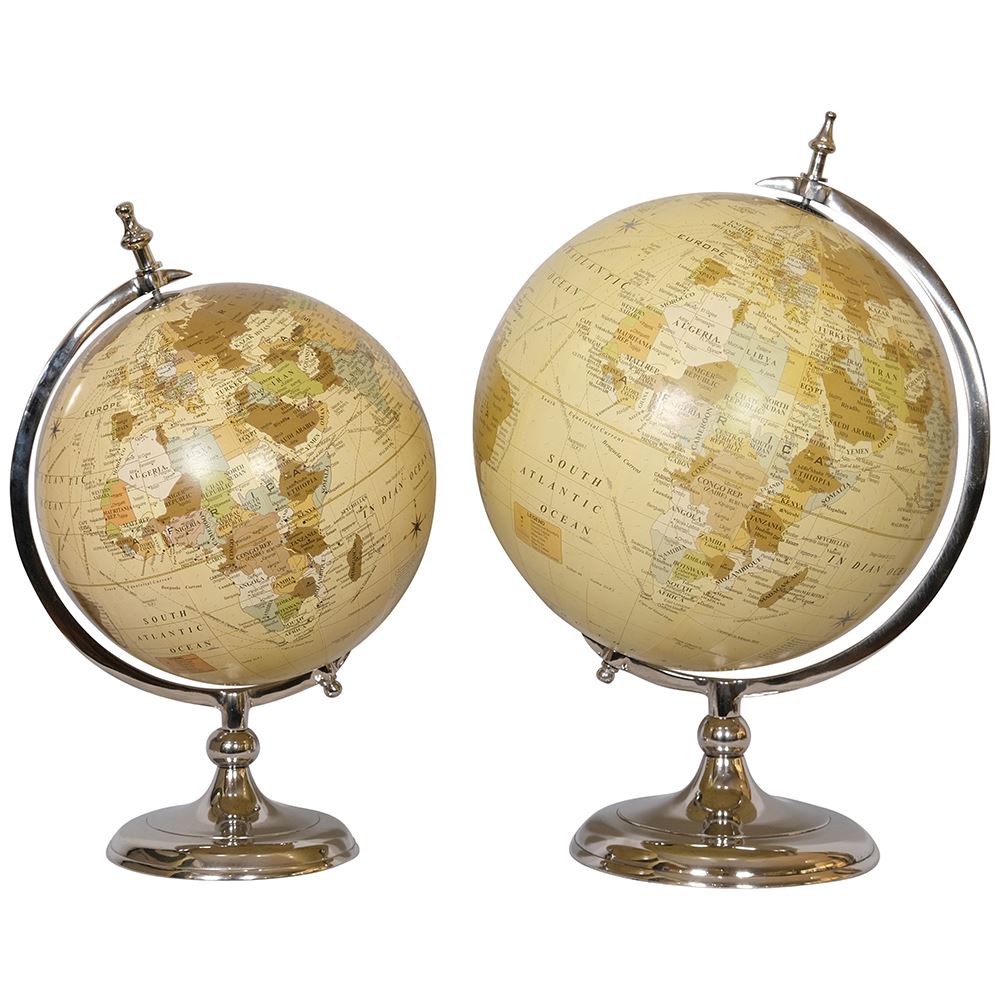 Silver Base World Globe