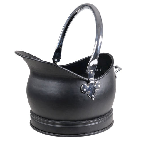 Black & Chrome Coal Bucket 26x 35x 40cm