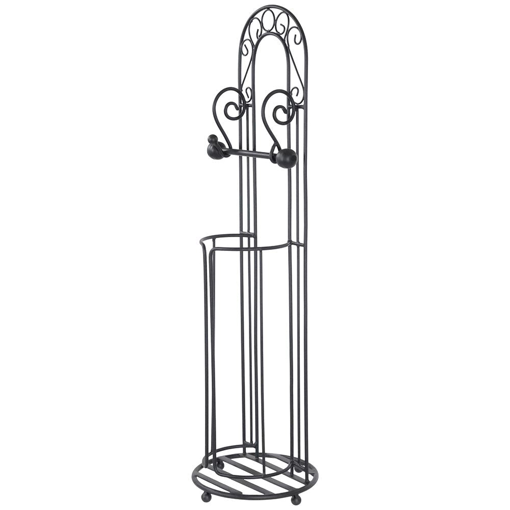Black Metal Loo Roll Holder with Storage