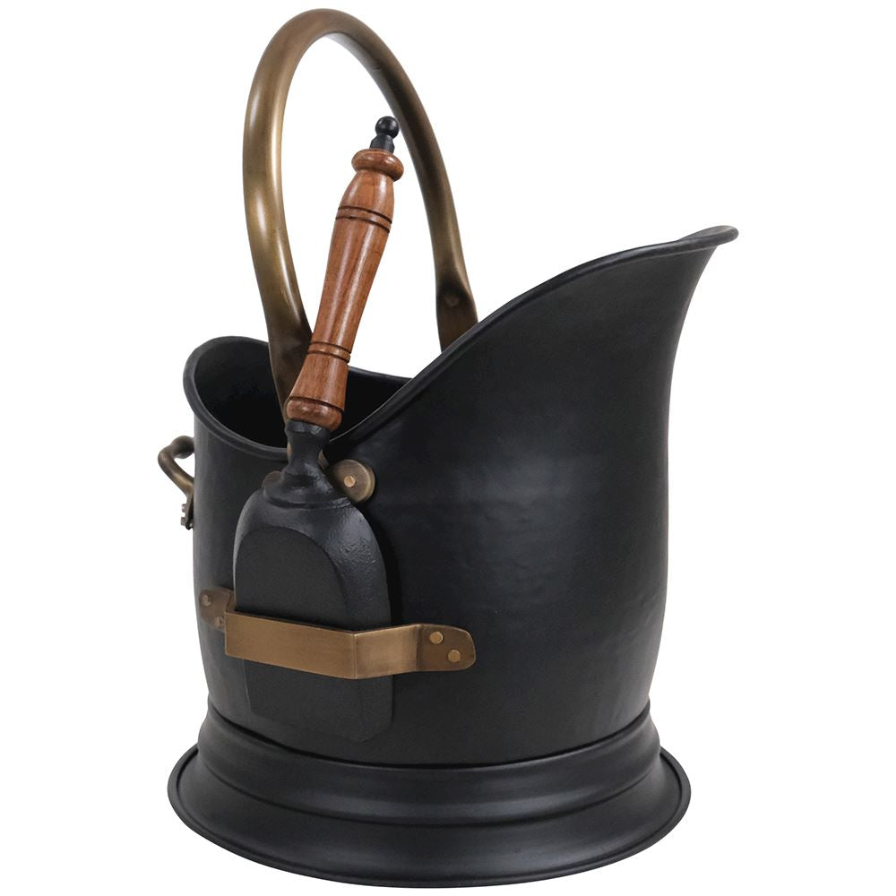 MEDIUM BUCKET &amp; SHOVEL WITH A/Q BRASS HANDLES