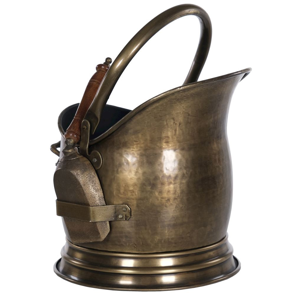 Antique Brass Coal Bucket With Shovel, Including Handle