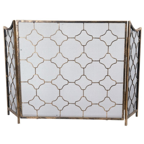 3 Fold Firescreen Antique Brass 67x23x63cm