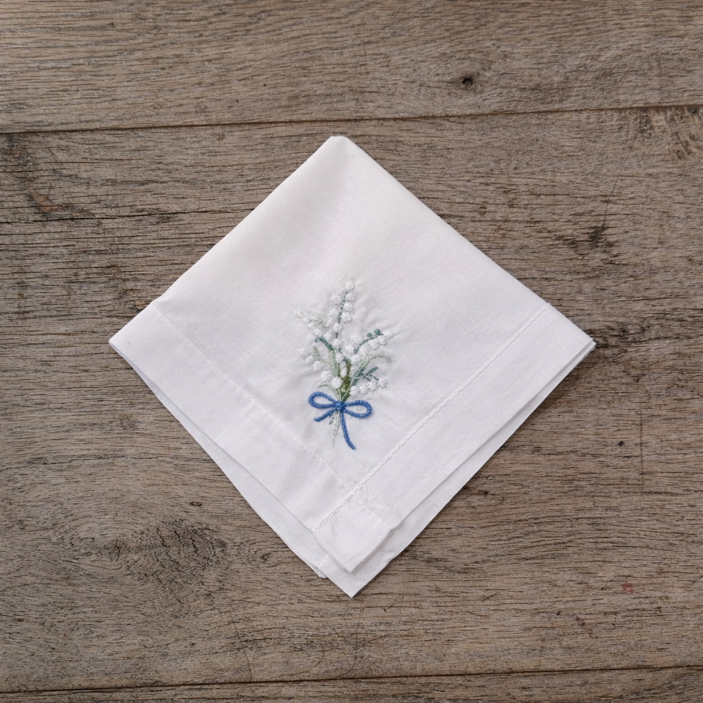 Lily Of The Valley Cotton Hankie - Blue Tie