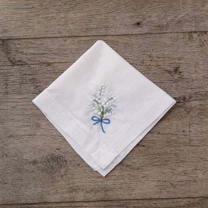 Lily Of The Valley Cotton Hankie - Blue Tie
