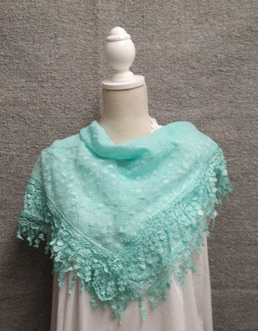 Lace Scarves Aqua Green