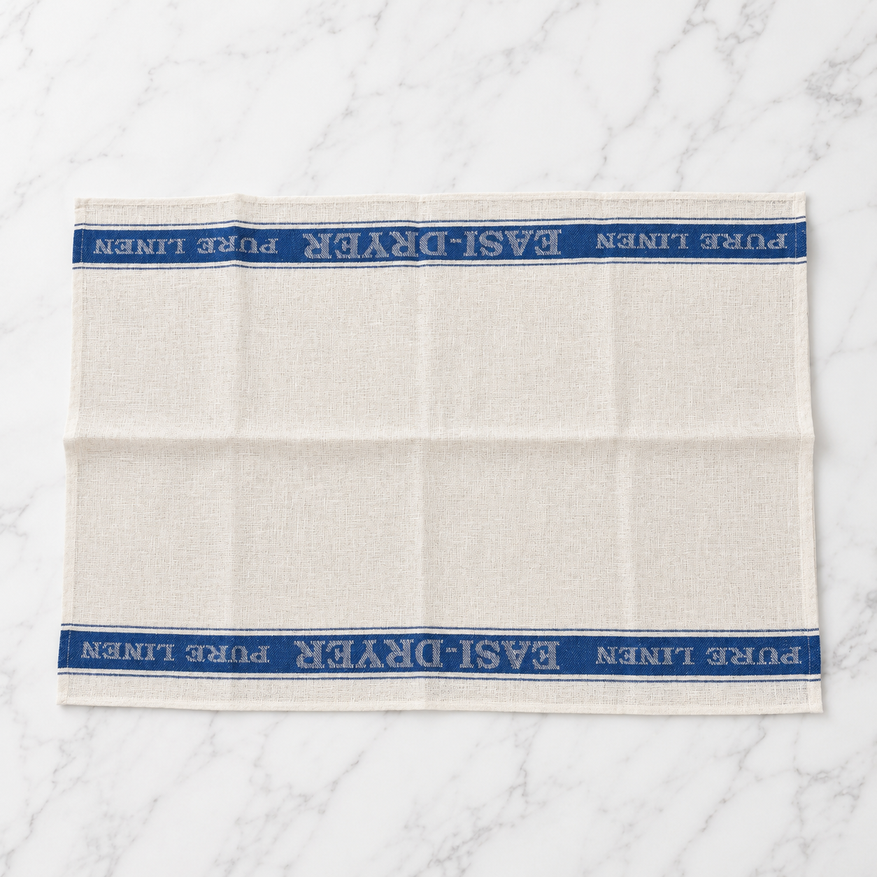 Linen White Tea Towel With Blue Stripes