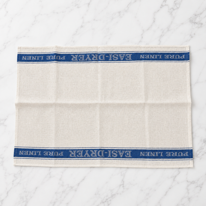 Linen White Tea Towel With Blue Stripes