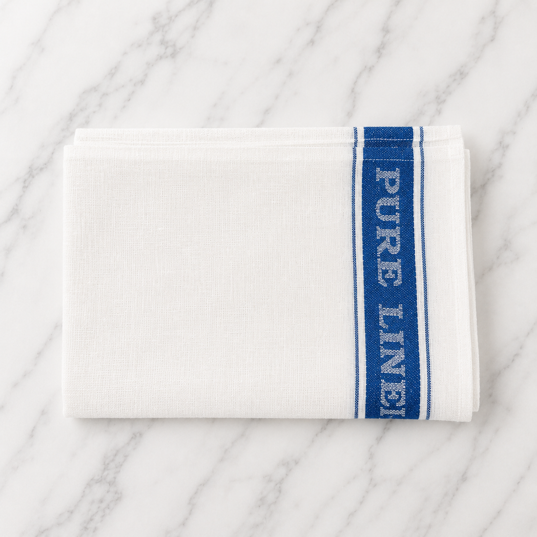Linen White Tea Towel With Blue Stripes
