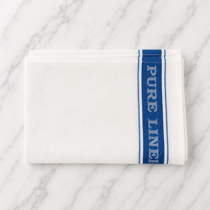 Linen White Tea Towel With Blue Stripes