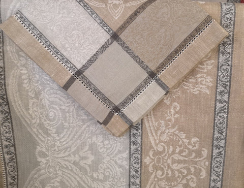 Carpricho Damask Linen Beige Tablecloth