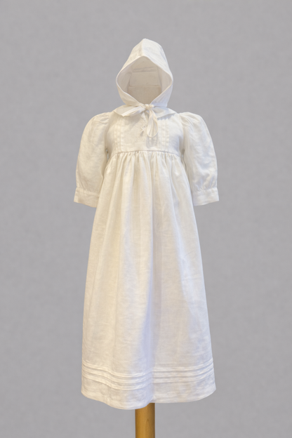 Tara Irish Linen Long Sleeved Christening Gown - Chest Cross The White Room Kenmare Tara Irish Linen Long Sleeved Christening Gown - Chest Cross The White Room Kenmare