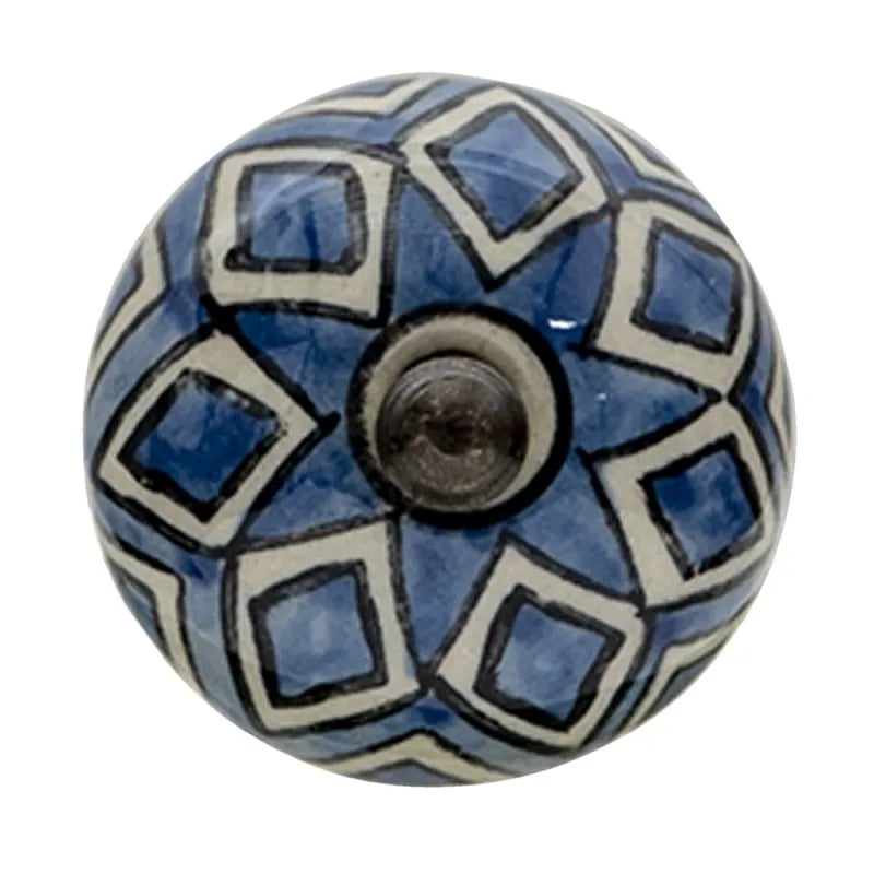 Ceramic Blue Round Furniture Knob