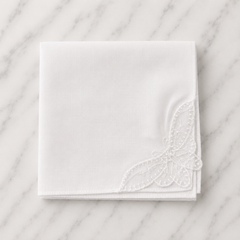 Cotton Hankie With Butterfly Edge Detail - 28 x 28cm