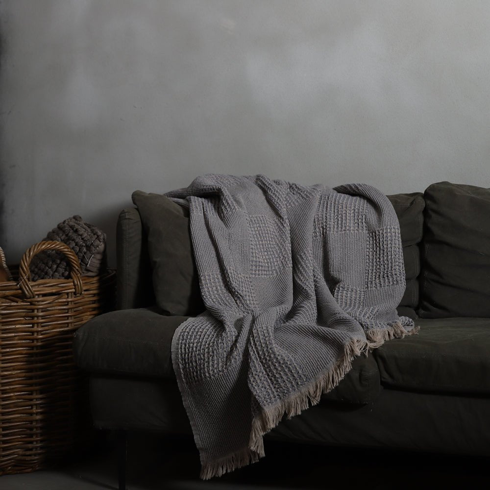 Duallo Waffle Throw - Charcoal Grey