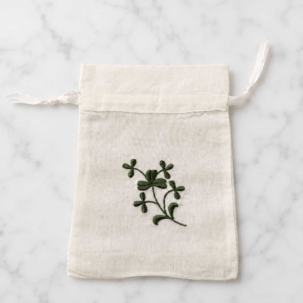 Irish Made Linen Sachet Bag With Clover Design
