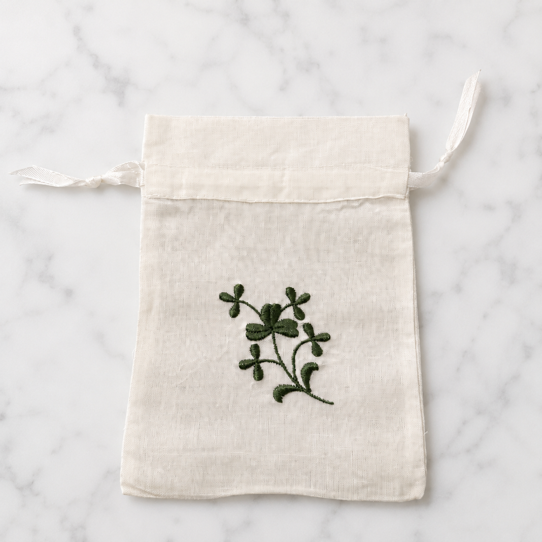 Irish Made Linen Sachet Bag With Clover Design