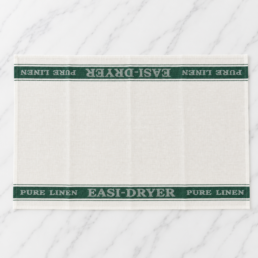 Linen White Tea Towel With Green Stripe