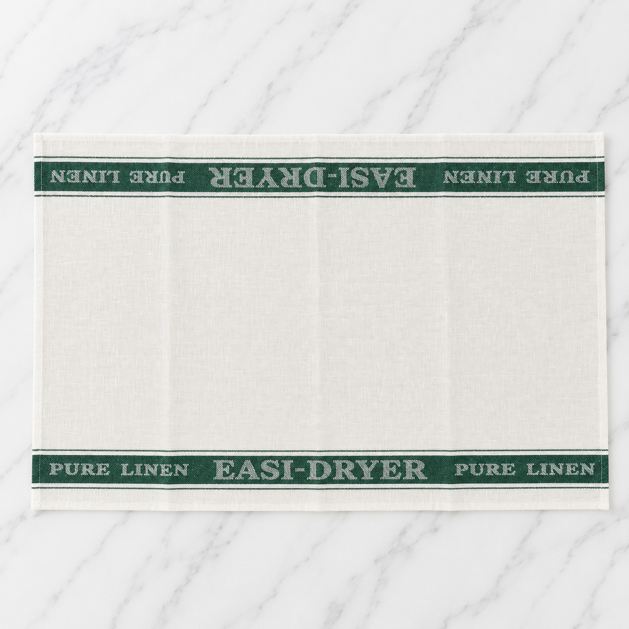 Linen White Tea Towel With Green Stripe