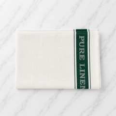 Linen White Tea Towel With Green Stripe