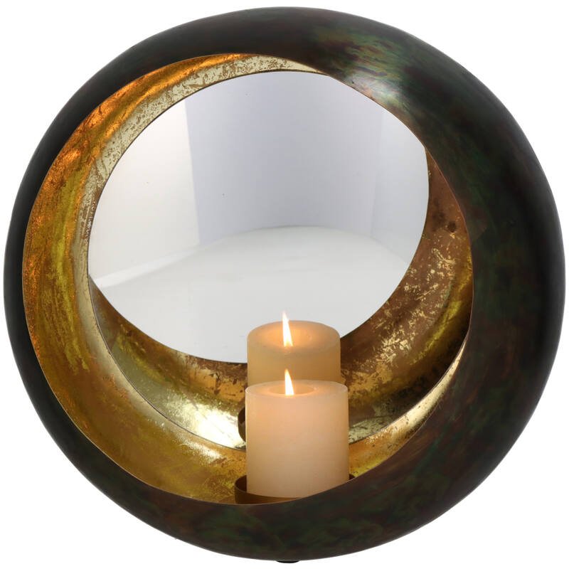 Black Mirrored Candle Holder 38X16X37cm