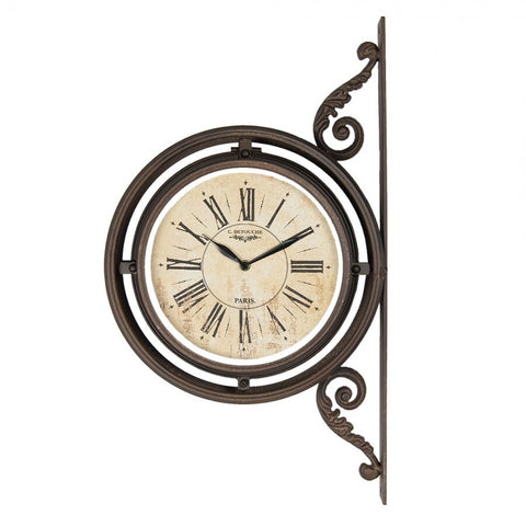 Double Sided Metal Roman Numerals Clock