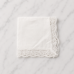 Irish Linen Hankie With Lace Trim - 26 x 26cm