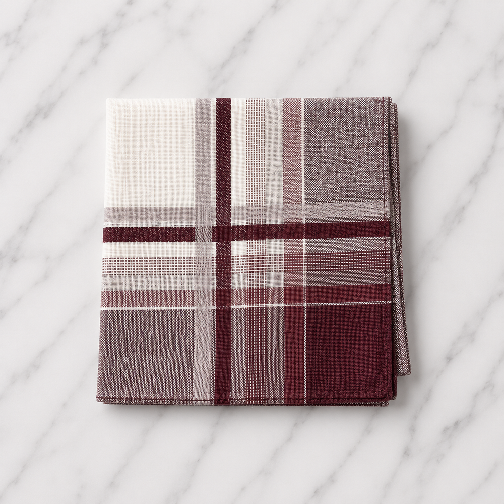 Cotton Gentlemans Hankie Red Check - 40 x 40cm
