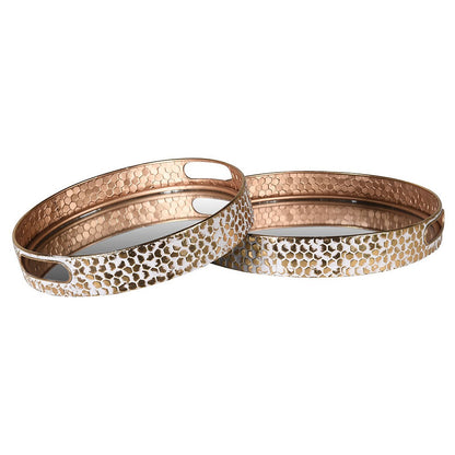 Mirrored Trays with Handles – Gold Distressed