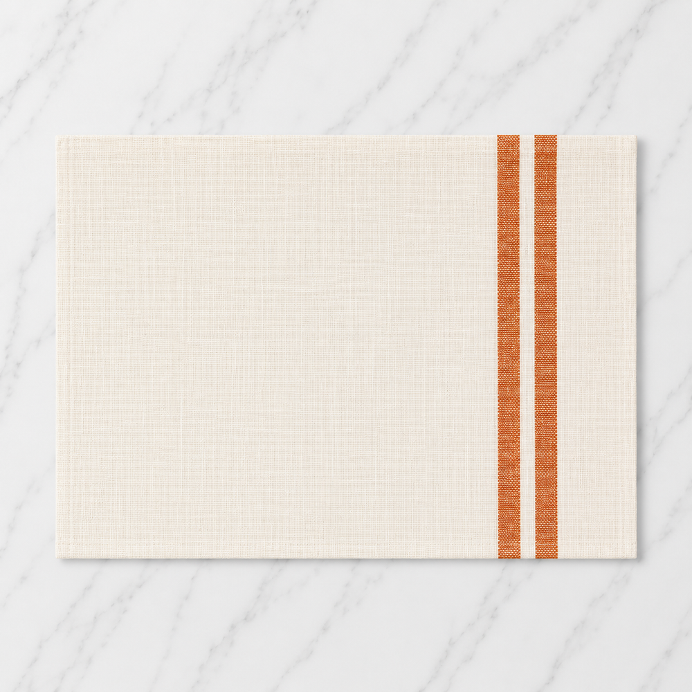 Linen Tea Towel With Burnt Orange Stripe